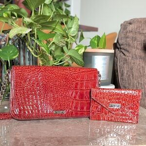 NWOT 2 For 1 Kate Spade Croc Embossed Crossbody & Card Pouch